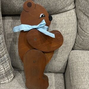 Vintage brown wooden movable Bear